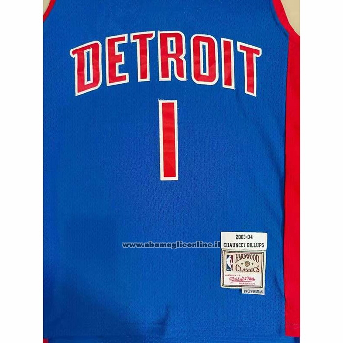 Maglia Detroit Pistons Chauncey Billups #1 Mitchell & Ness 2003-04 Blu